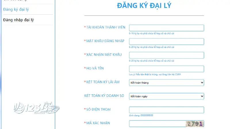 Đăng ký làm đại lý của 123B