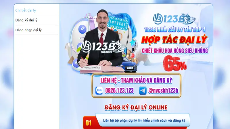 Hoa hồng đại lý tại 123B đến 65%