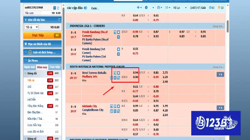 Kèo handicap 1/4